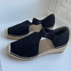 Tory Burch Black Espadrille Wedge Sandals Size 8